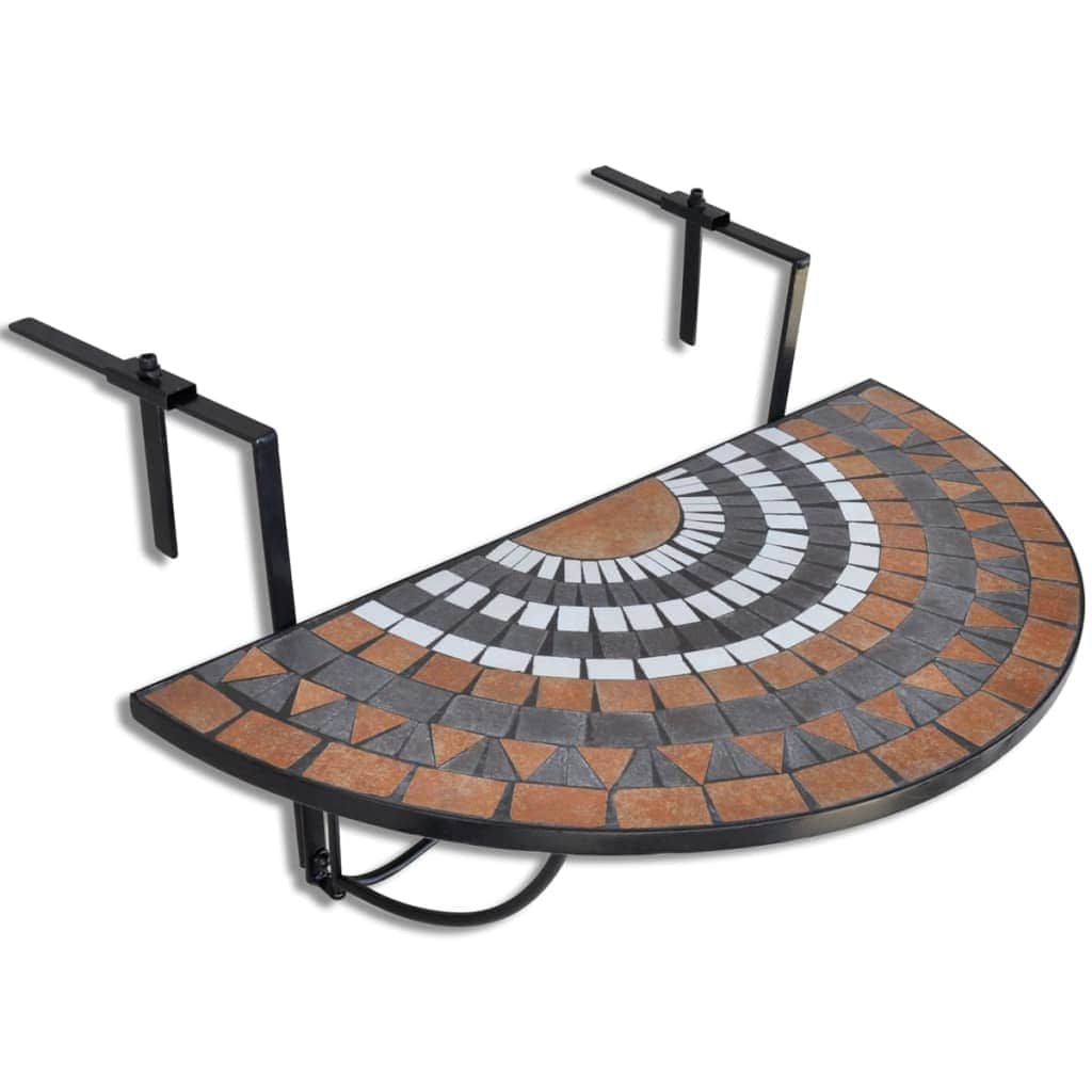 Hanging Balcony Table Terracotta and White Mosaic - Simple deals