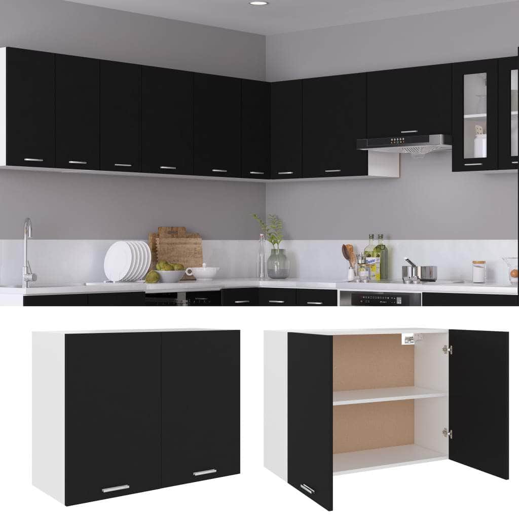 Black colour - Hanging Cabinet Black, Engineered Wood
