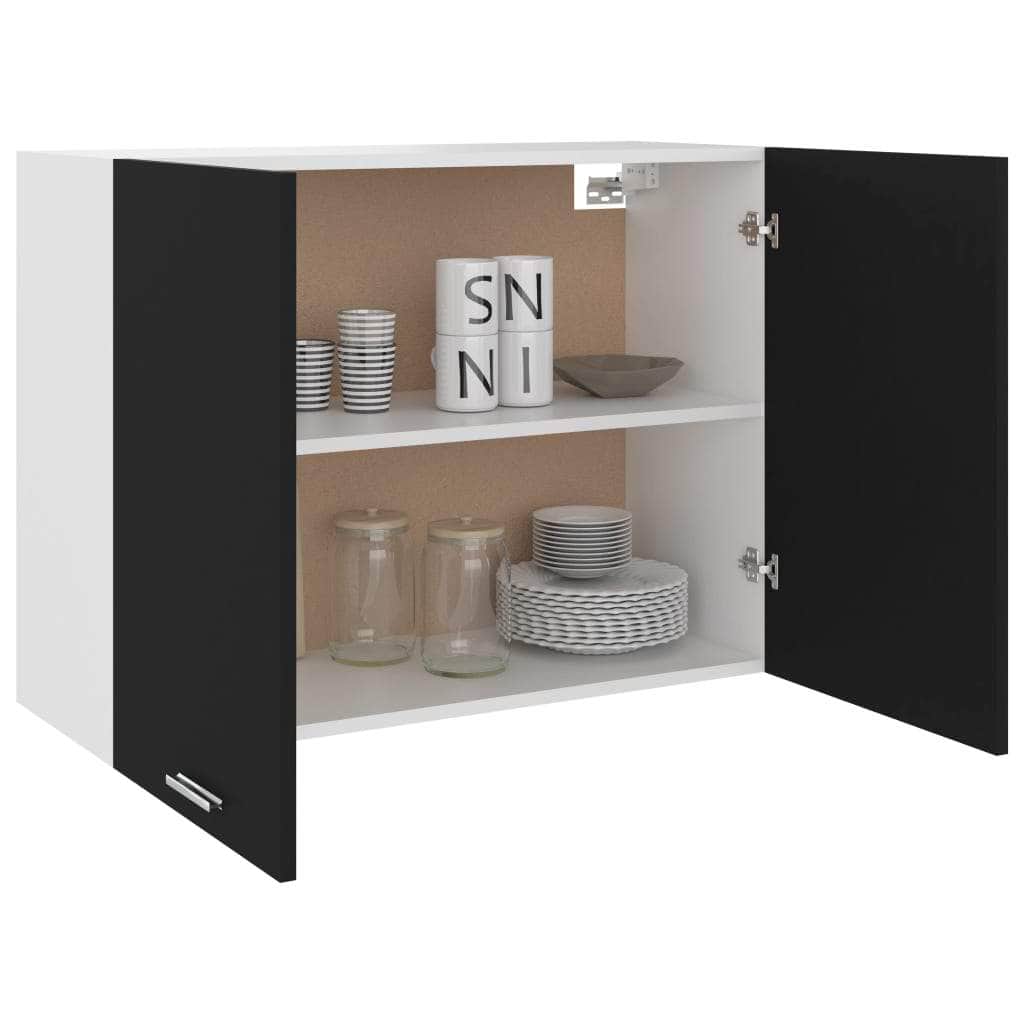 Kitchen Cabinets - Hanging Cabinet Black, Engineered Wood