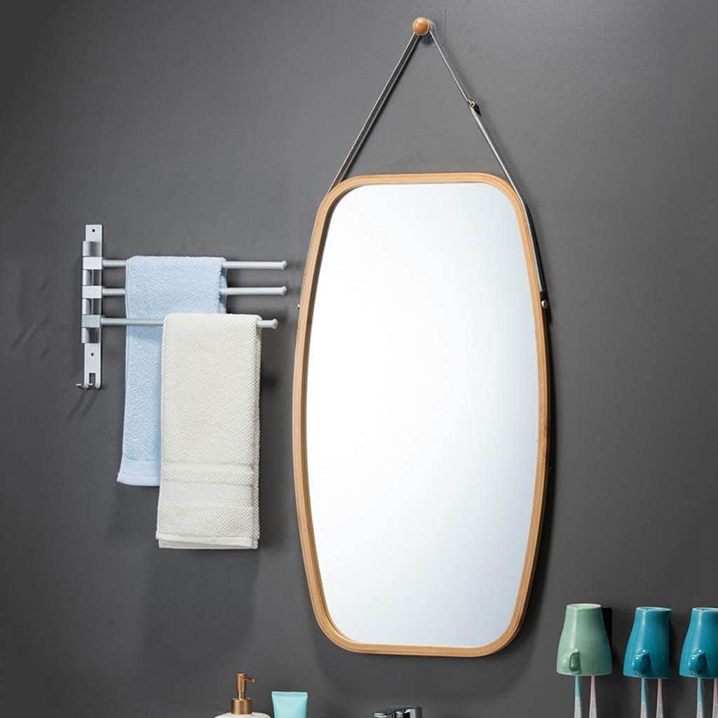 Hanging Full Length Wall Mirror - Solid Bamboo Frame And Adjustable
