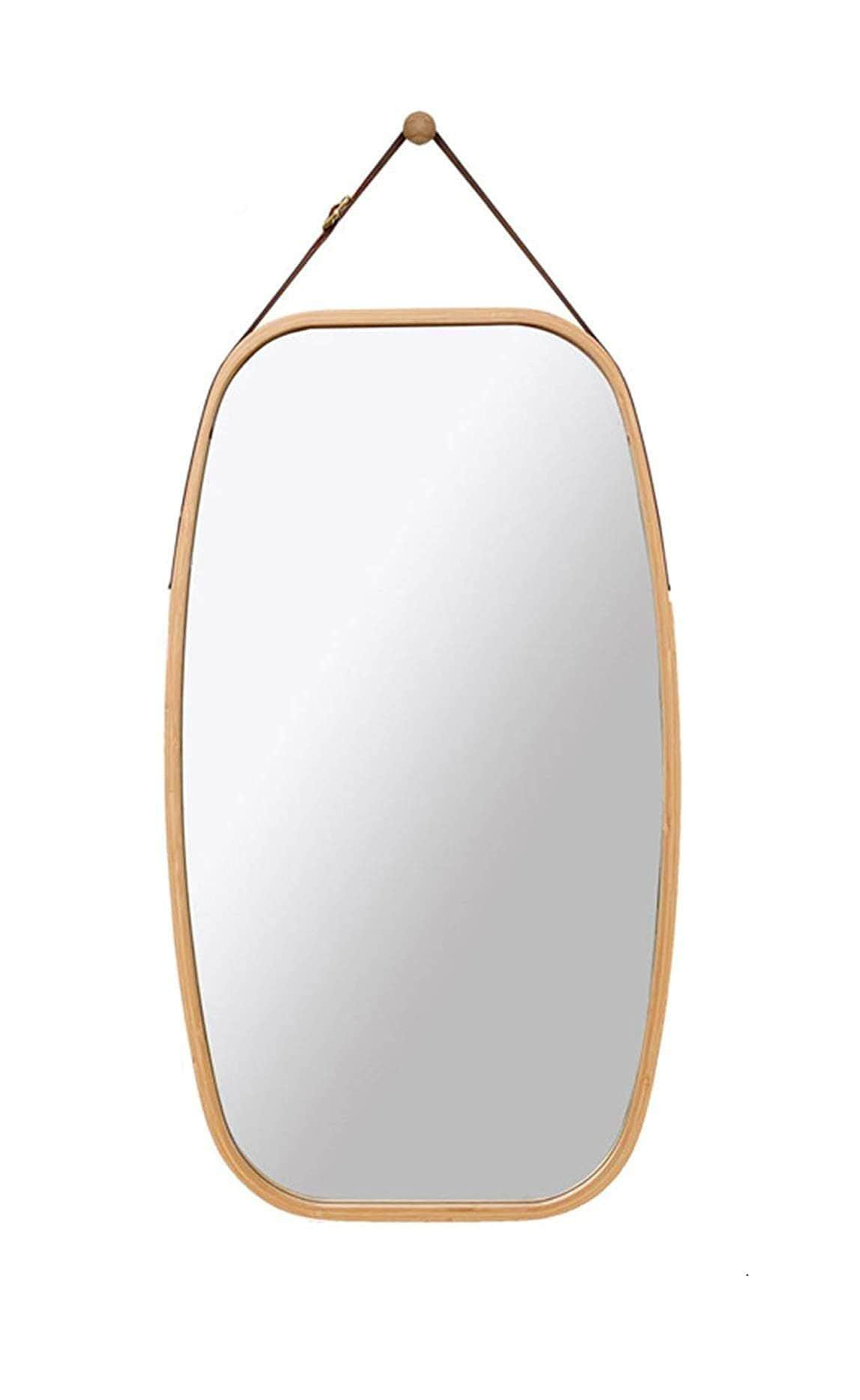 Hanging Full Length Wall Mirror - Solid Bamboo Frame And Adjustable