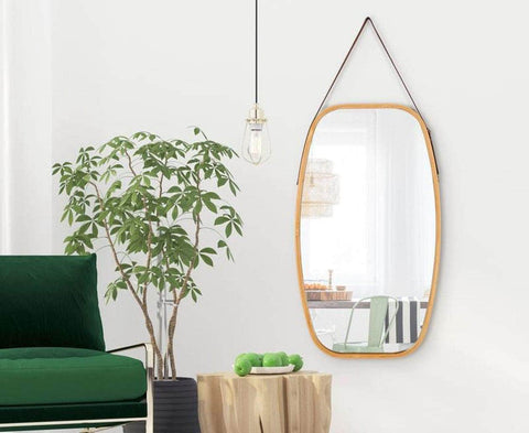 Hanging Full Length Wall Mirror - Solid Bamboo Frame And Adjustable