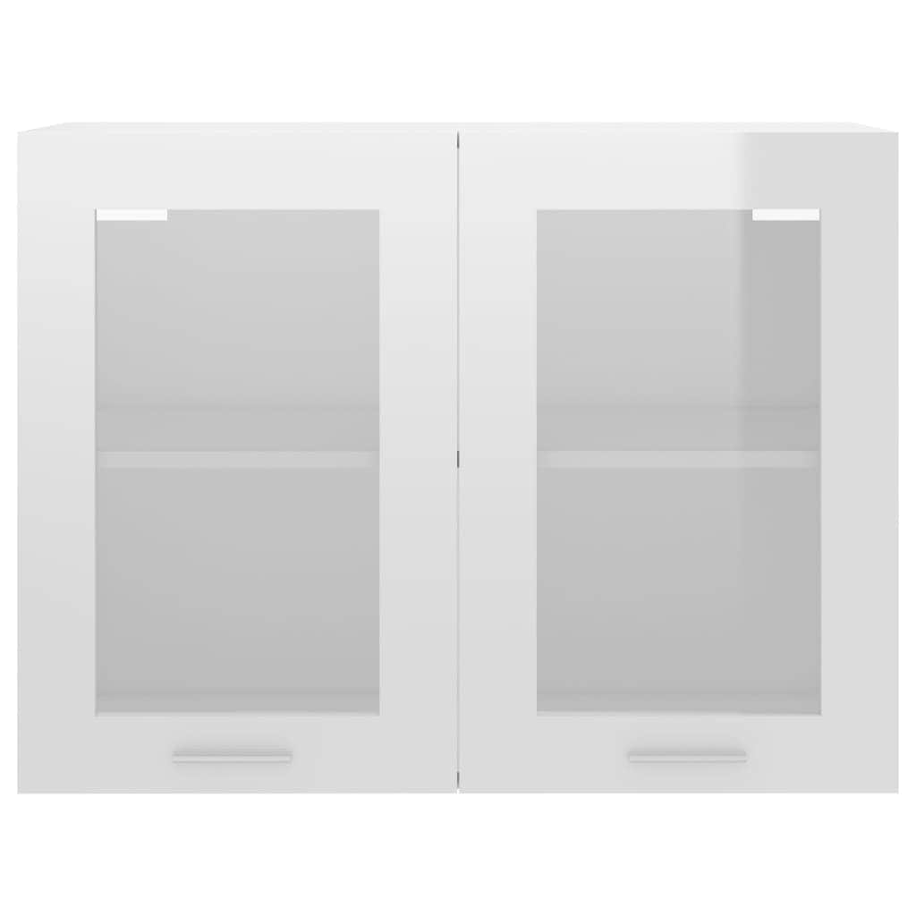 Hanging Glass Cabinet High Gloss White Engineered Wood