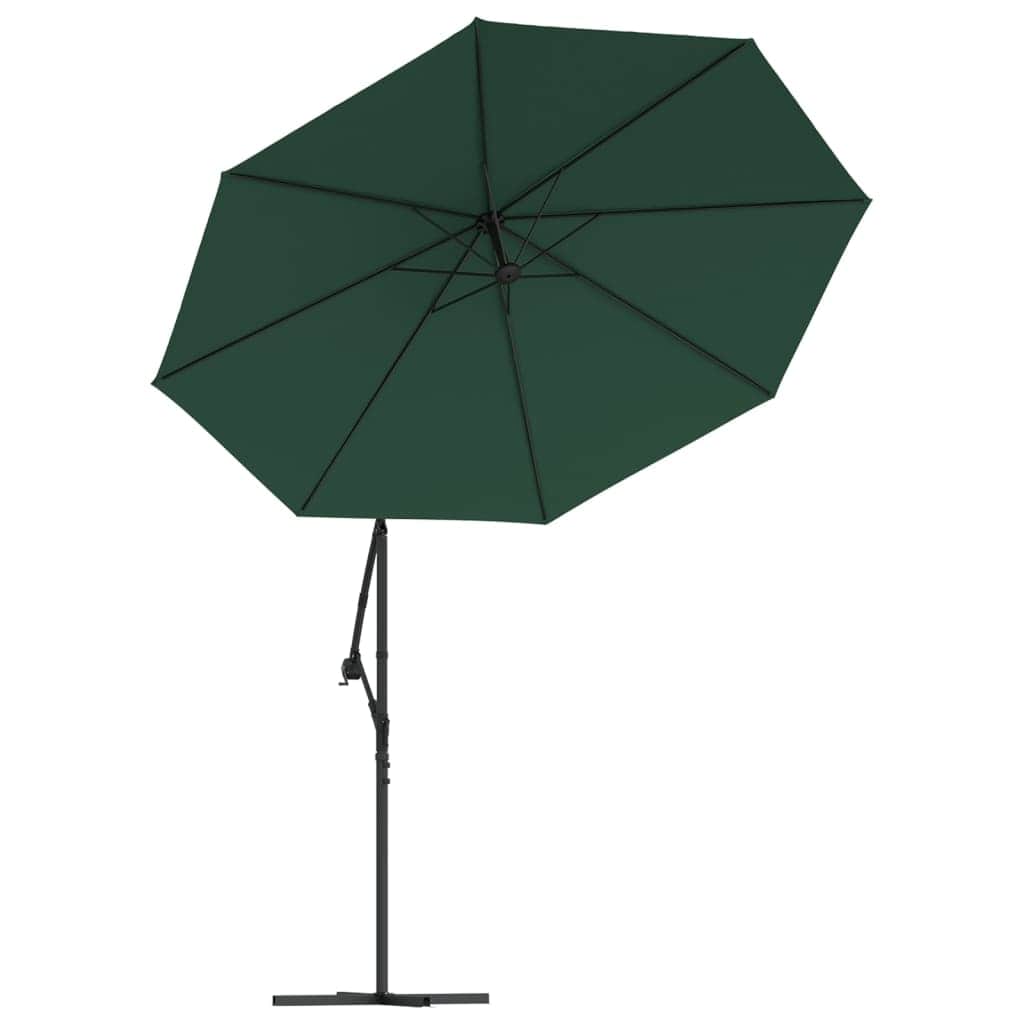 Hanging Parasol with LED Lighting 300 cm Green Metal Pole - Simple deals