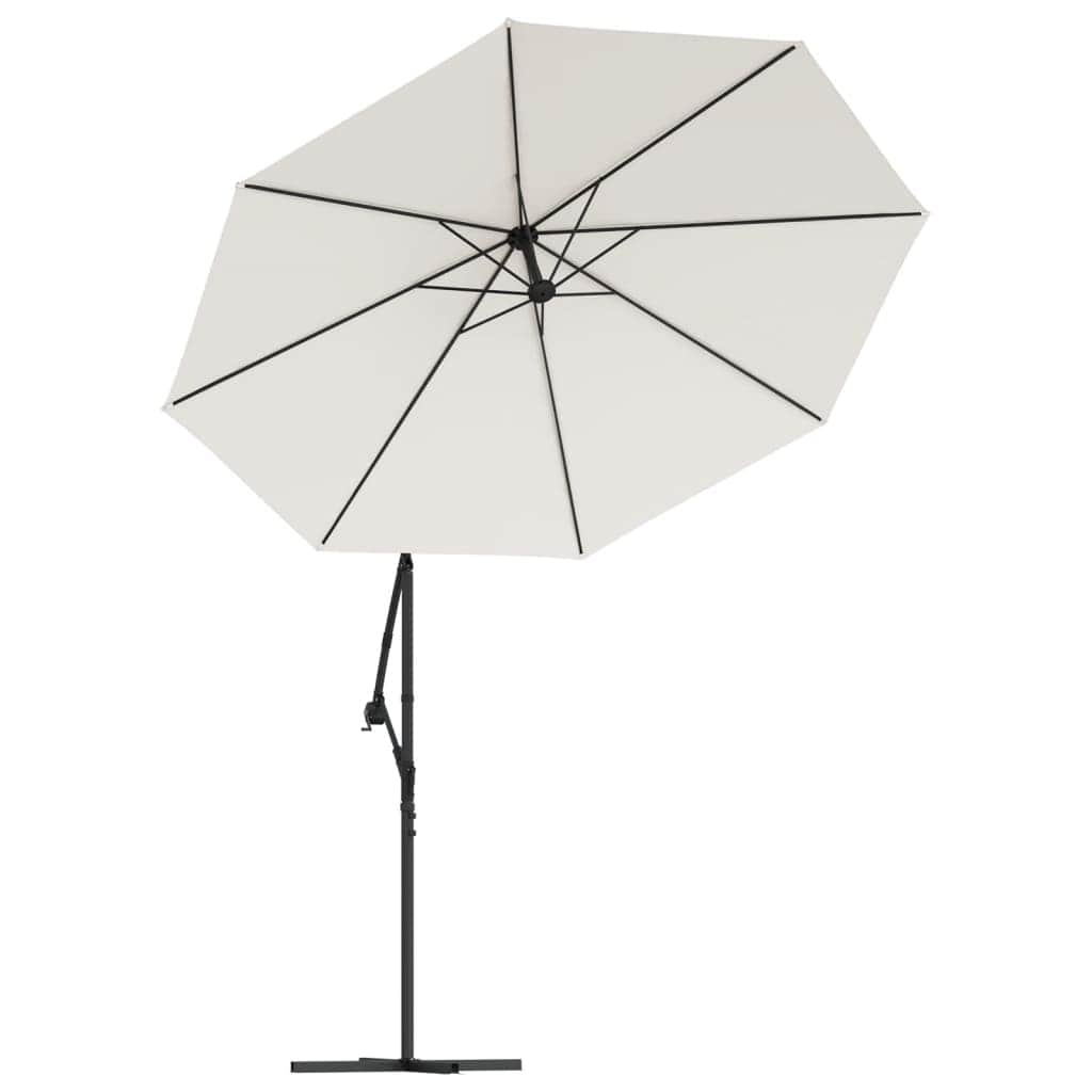 Hanging Parasol with LED Lighting 300 cm Sand Metal Pole - Simple deals