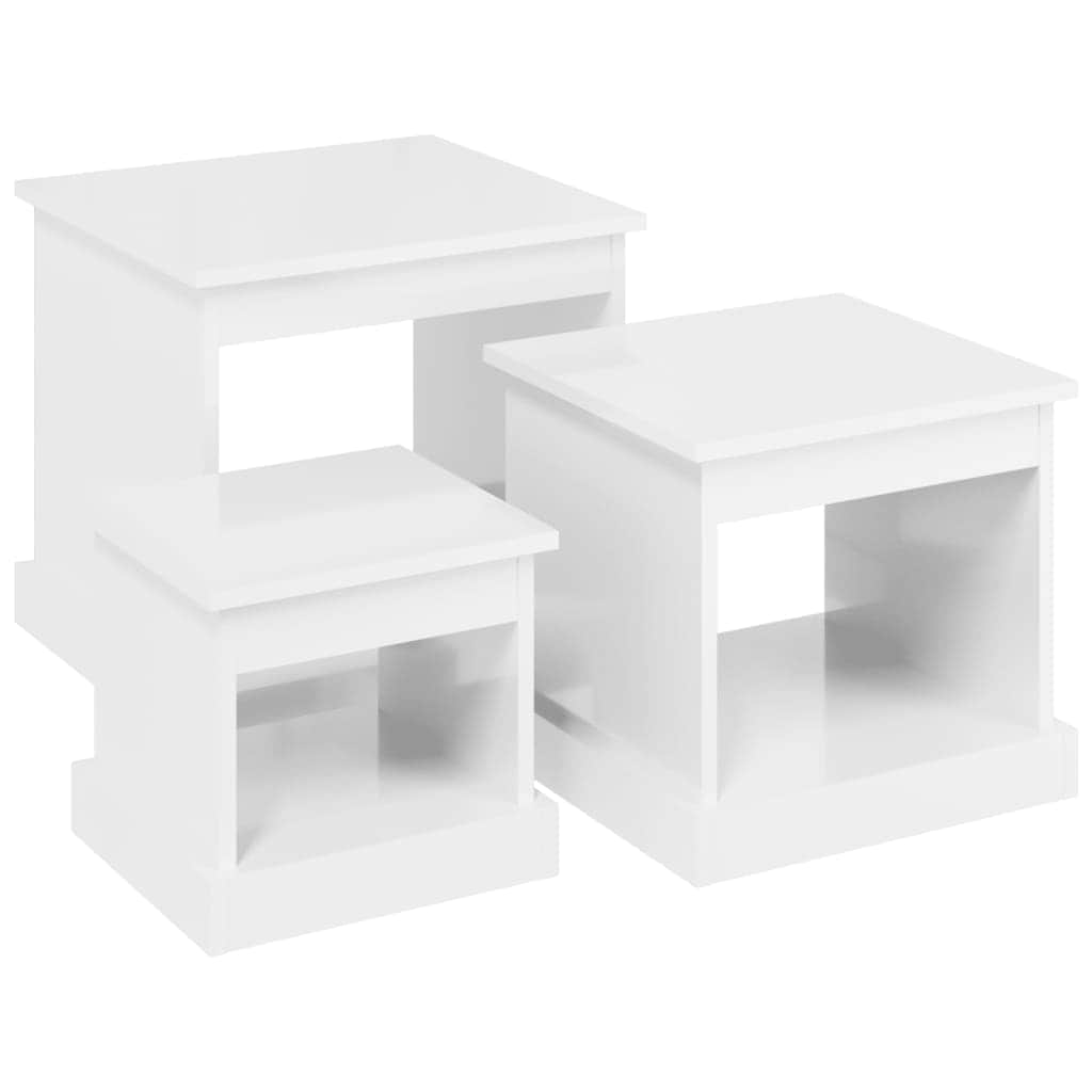 Harmonious Ascent: Set of 3 White Engineered Wood Nesting Tables