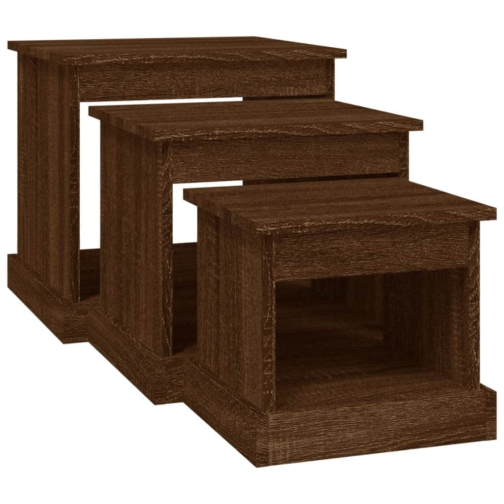 Harmonious Ascent: Set of 3 White Engineered Wood Nesting Tables