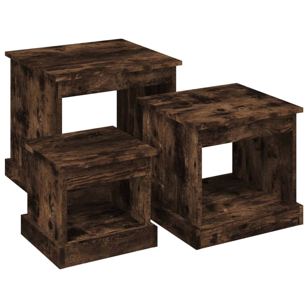 Harmonious Ascent: Set of 3 White Engineered Wood Nesting Tables