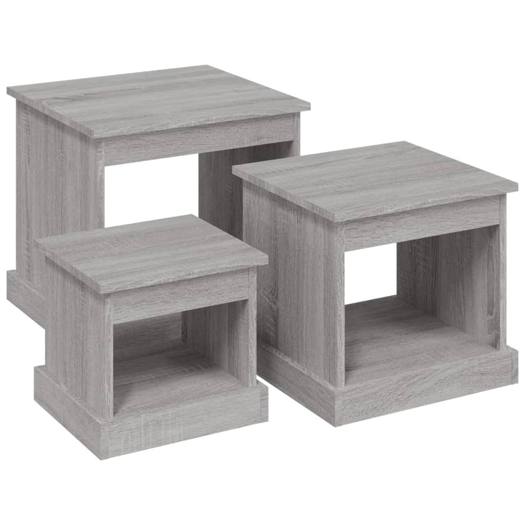 Harmonious Ascent: Set of 3 White Engineered Wood Nesting Tables