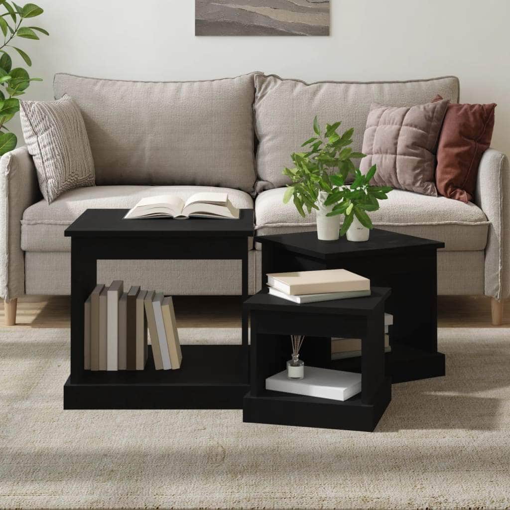 Harmonious Ascent: Set of 3 White Engineered Wood Nesting Tables