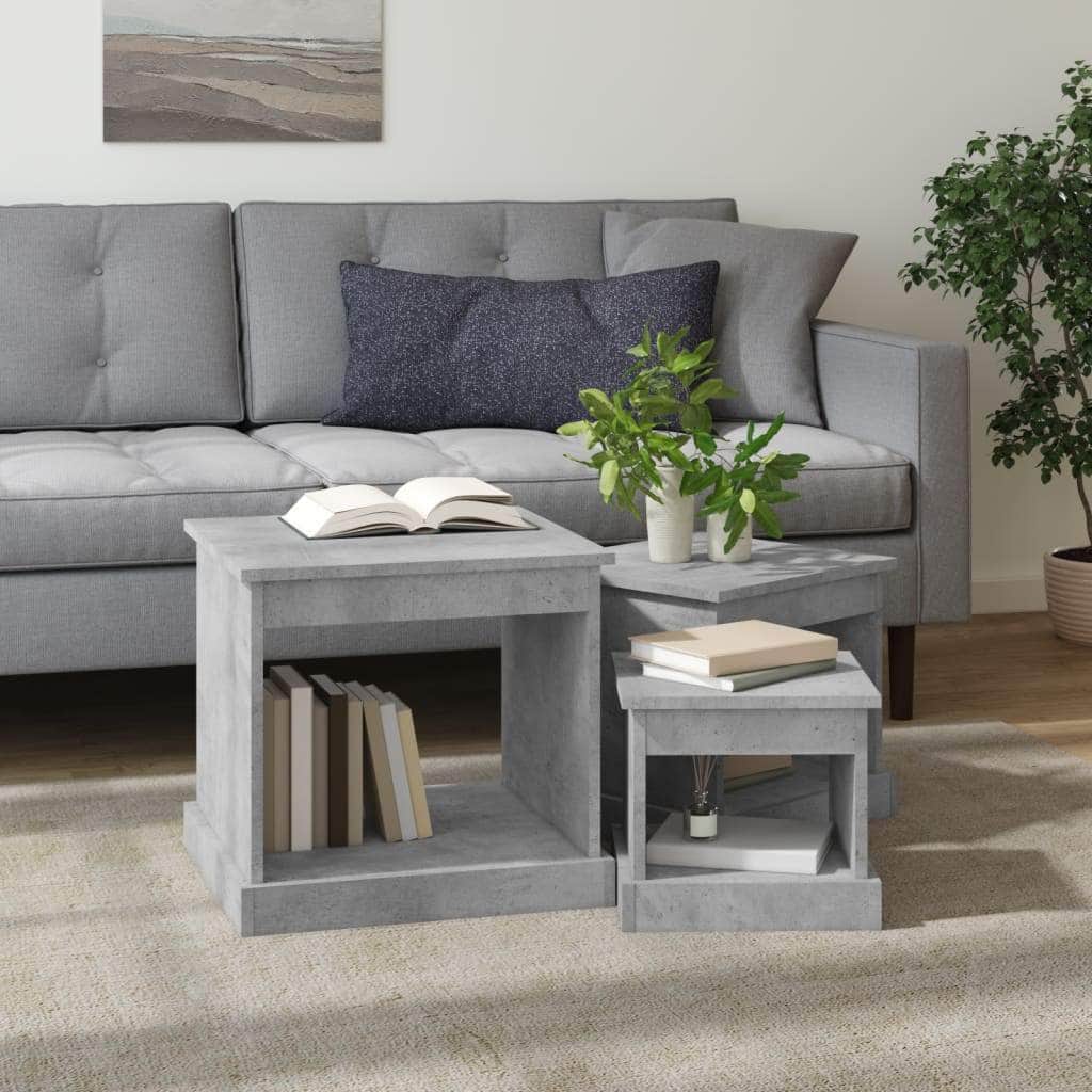 Harmonious Ascent: Set of 3 White Engineered Wood Nesting Tables