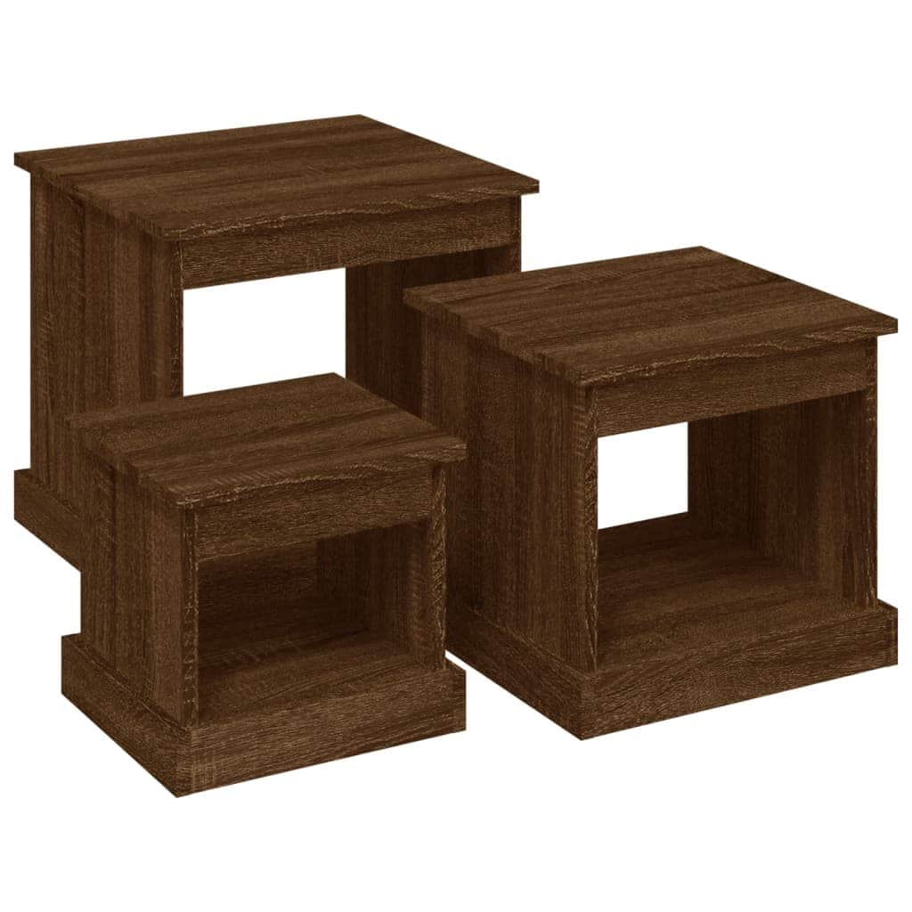 Harmonious Ascent: Set of 3 White Engineered Wood Nesting Tables