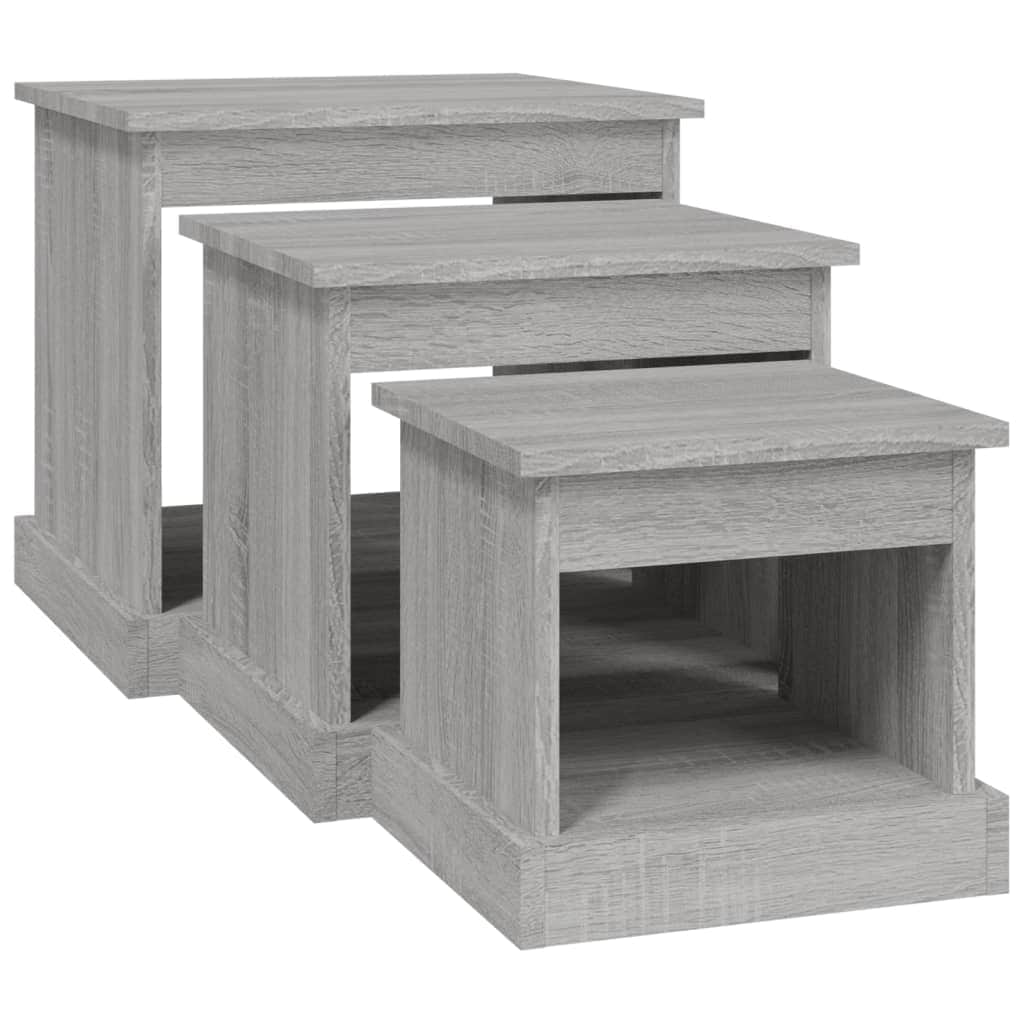 Harmonious Ascent: Set of 3 White Engineered Wood Nesting Tables