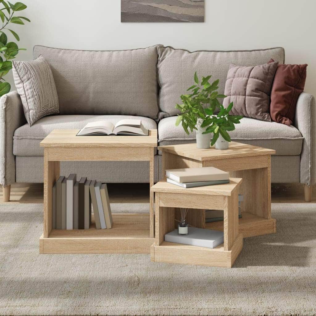 Harmonious Ascent: Set of 3 White Engineered Wood Nesting Tables