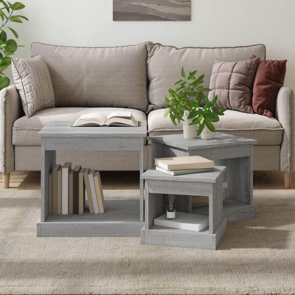 Harmonious Ascent: Set of 3 White Engineered Wood Nesting Tables