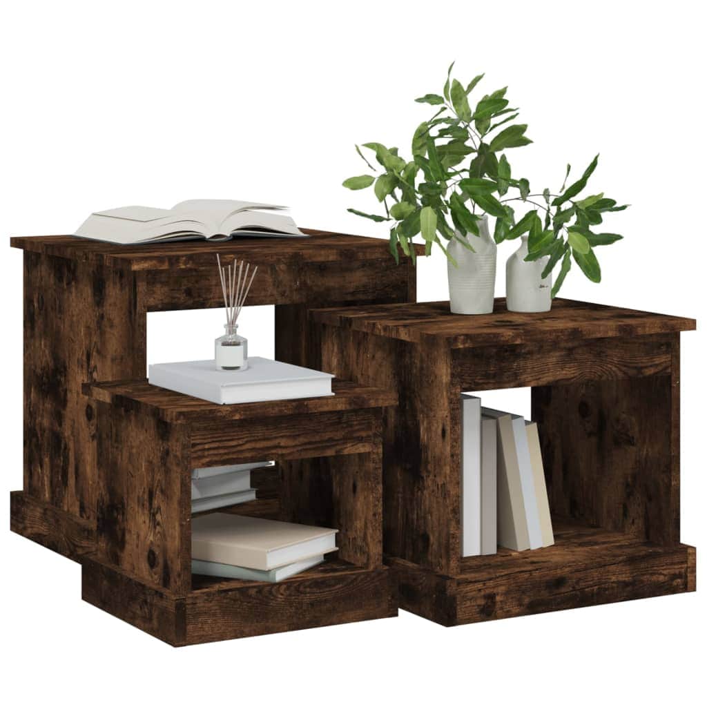 Harmonious Ascent: Set of 3 White Engineered Wood Nesting Tables