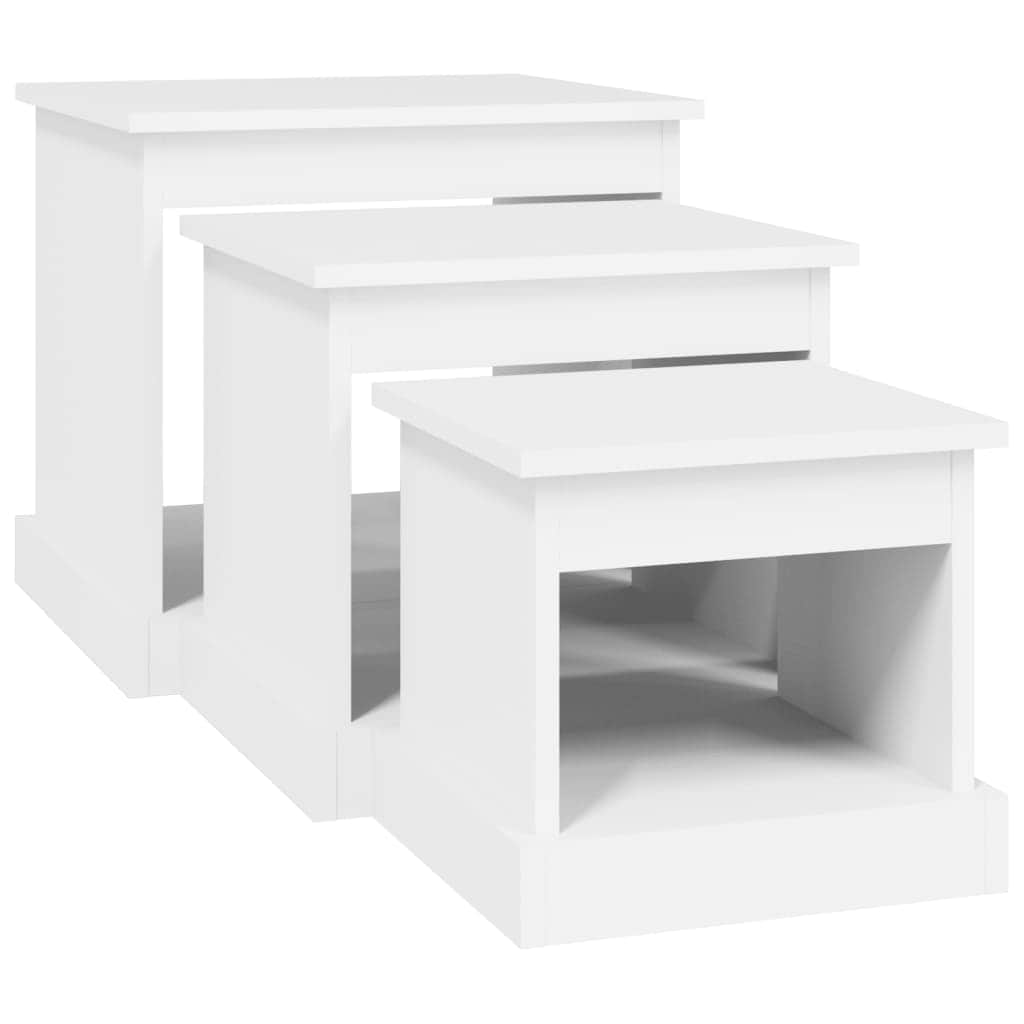 Harmonious Ascent: Set of 3 White Engineered Wood Nesting Tables