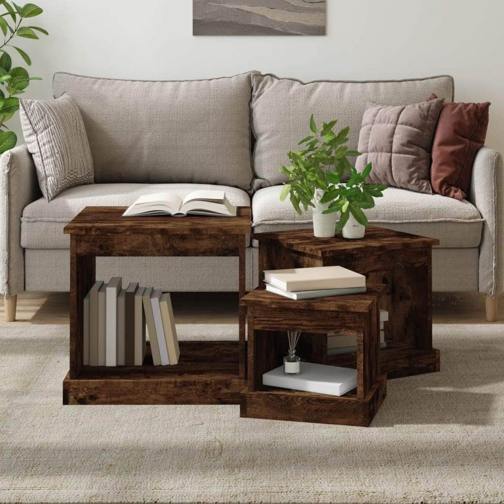 Harmonious Ascent: Set of 3 White Engineered Wood Nesting Tables