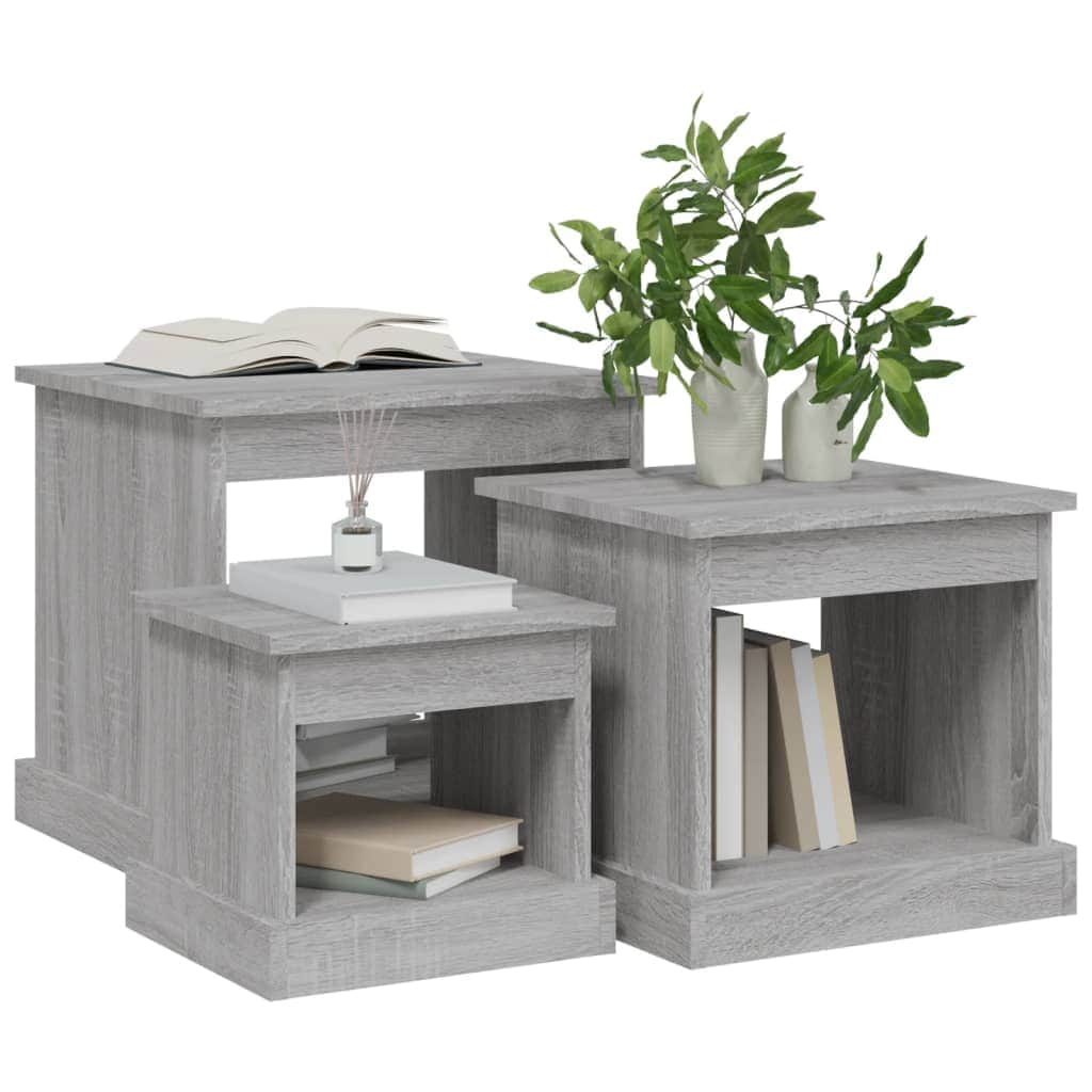 Harmonious Ascent: Set of 3 White Engineered Wood Nesting Tables