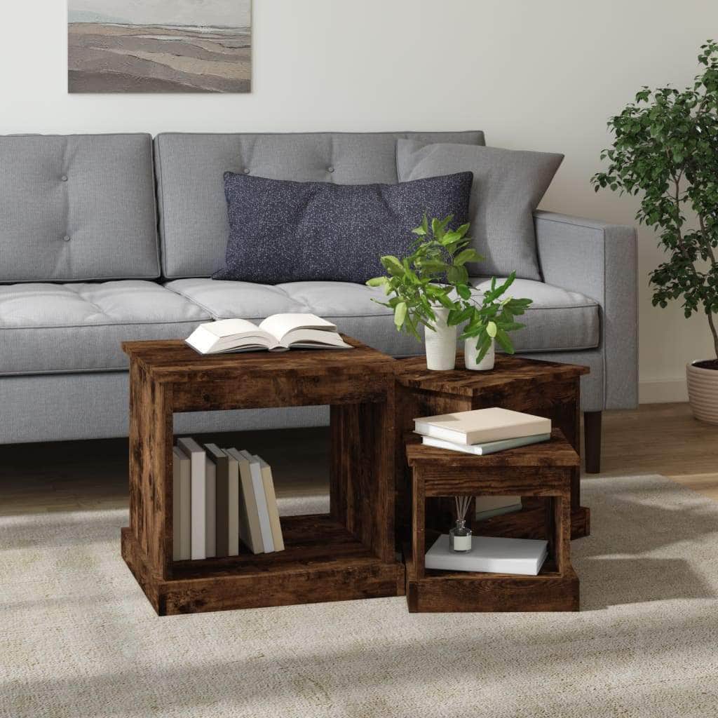 Harmonious Ascent: Set of 3 White Engineered Wood Nesting Tables