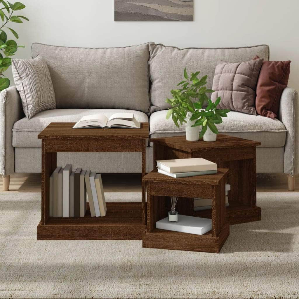 Harmonious Ascent: Set of 3 White Engineered Wood Nesting Tables