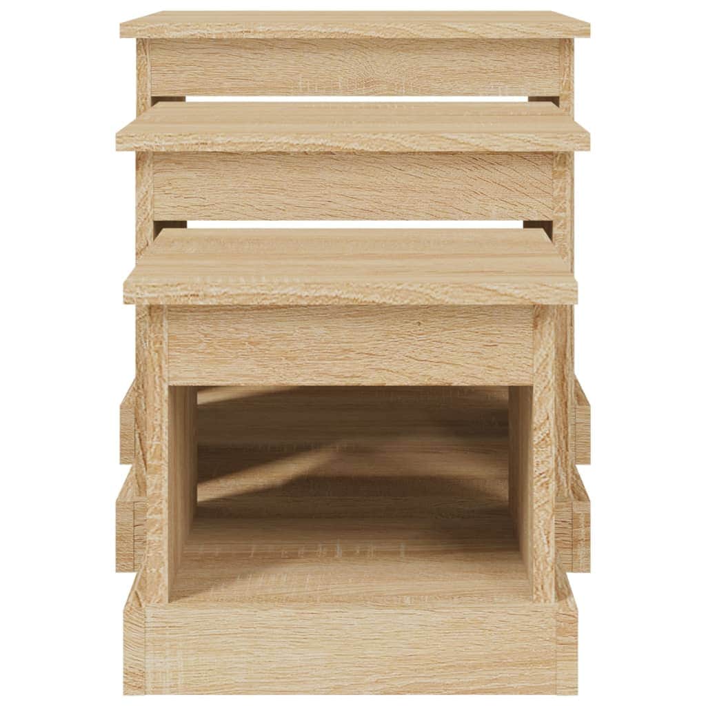 Harmonious Ascent: Set of 3 White Engineered Wood Nesting Tables