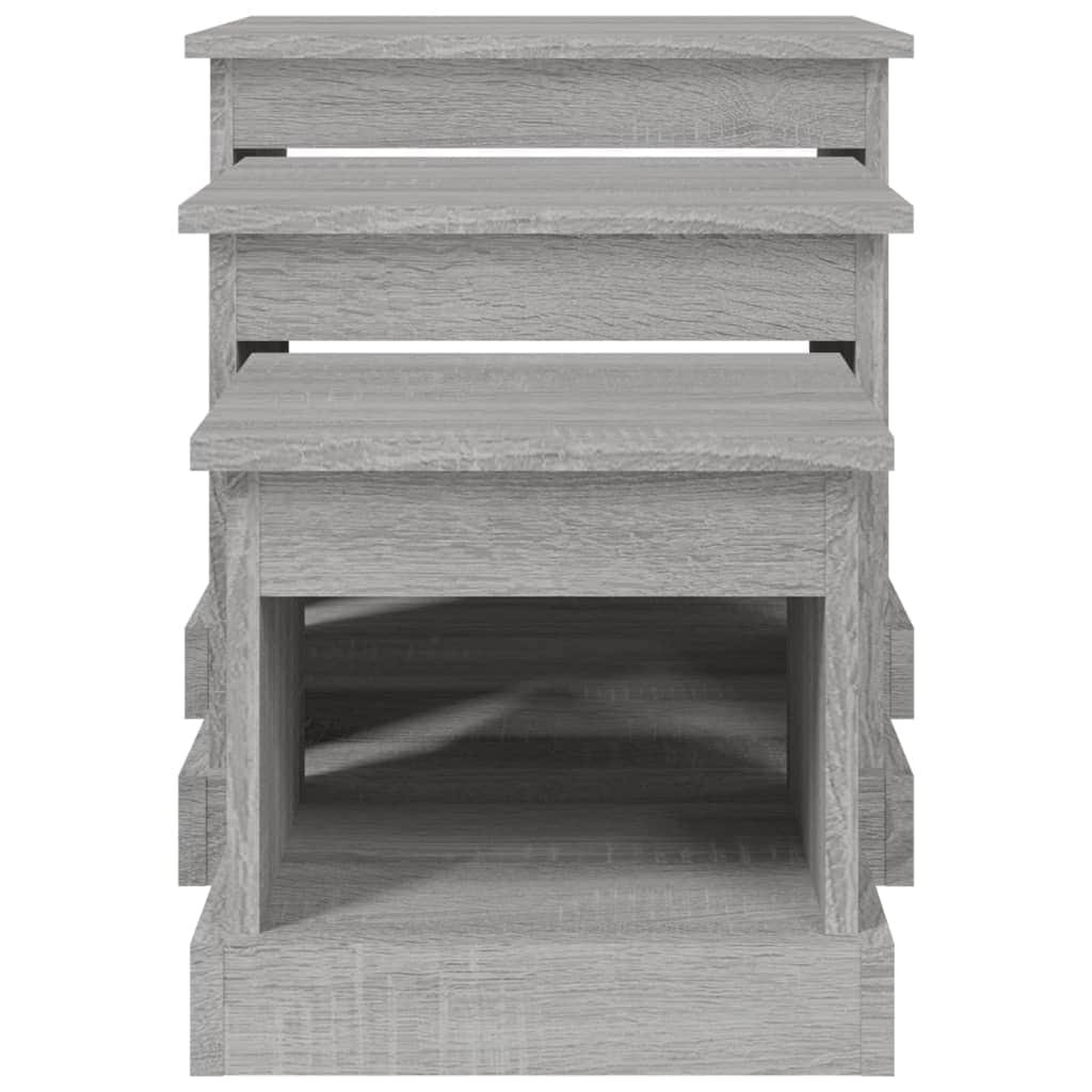 Harmonious Ascent: Set of 3 White Engineered Wood Nesting Tables