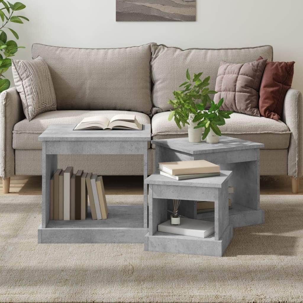 Harmonious Ascent: Set of 3 White Engineered Wood Nesting Tables