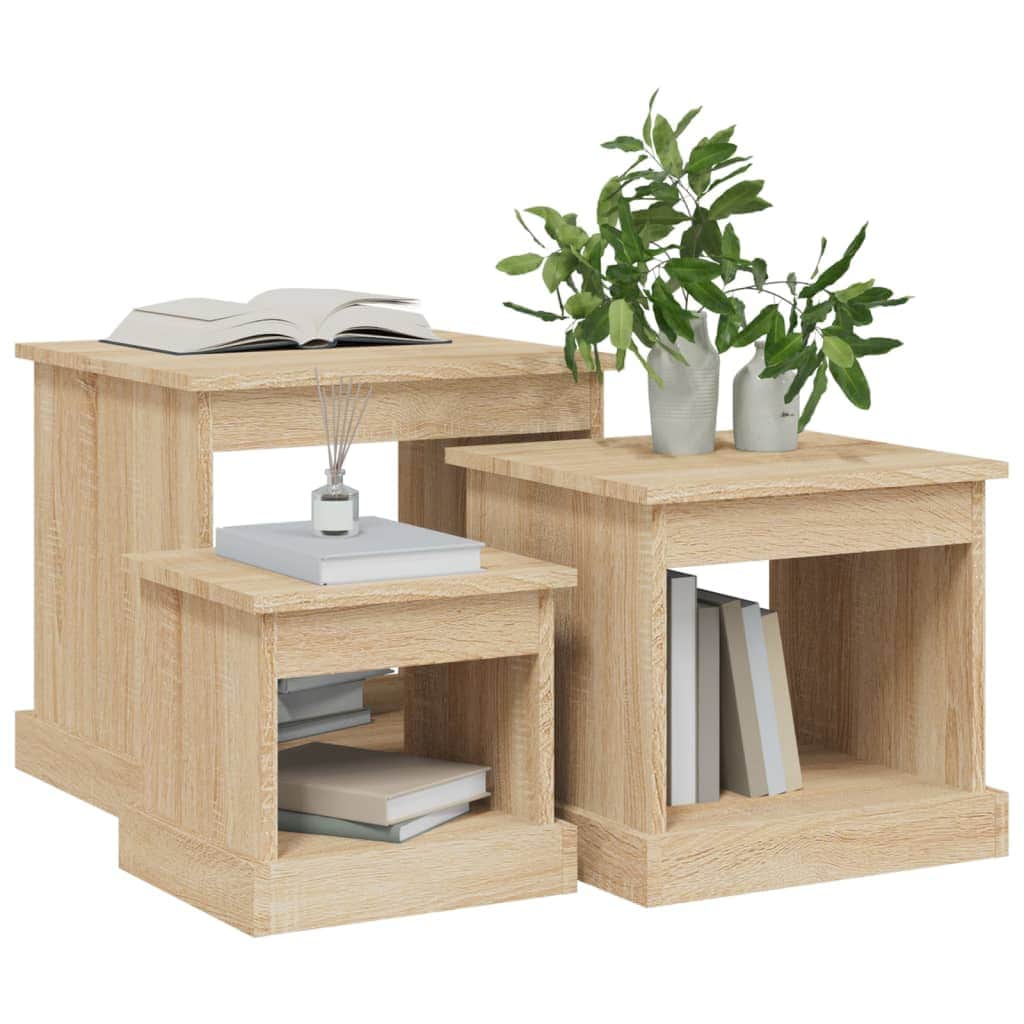 Harmonious Ascent: Set of 3 White Engineered Wood Nesting Tables