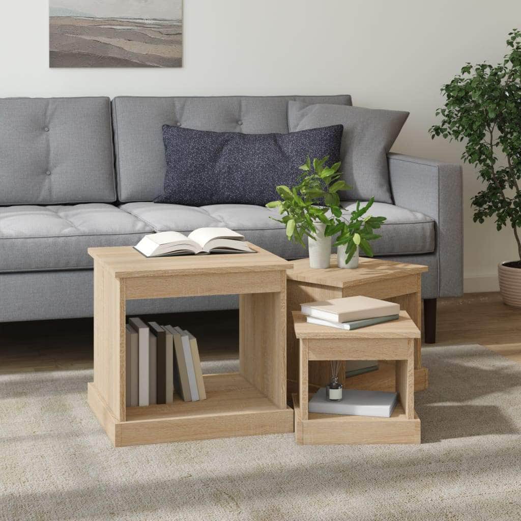 Harmonious Ascent: Set of 3 White Engineered Wood Nesting Tables