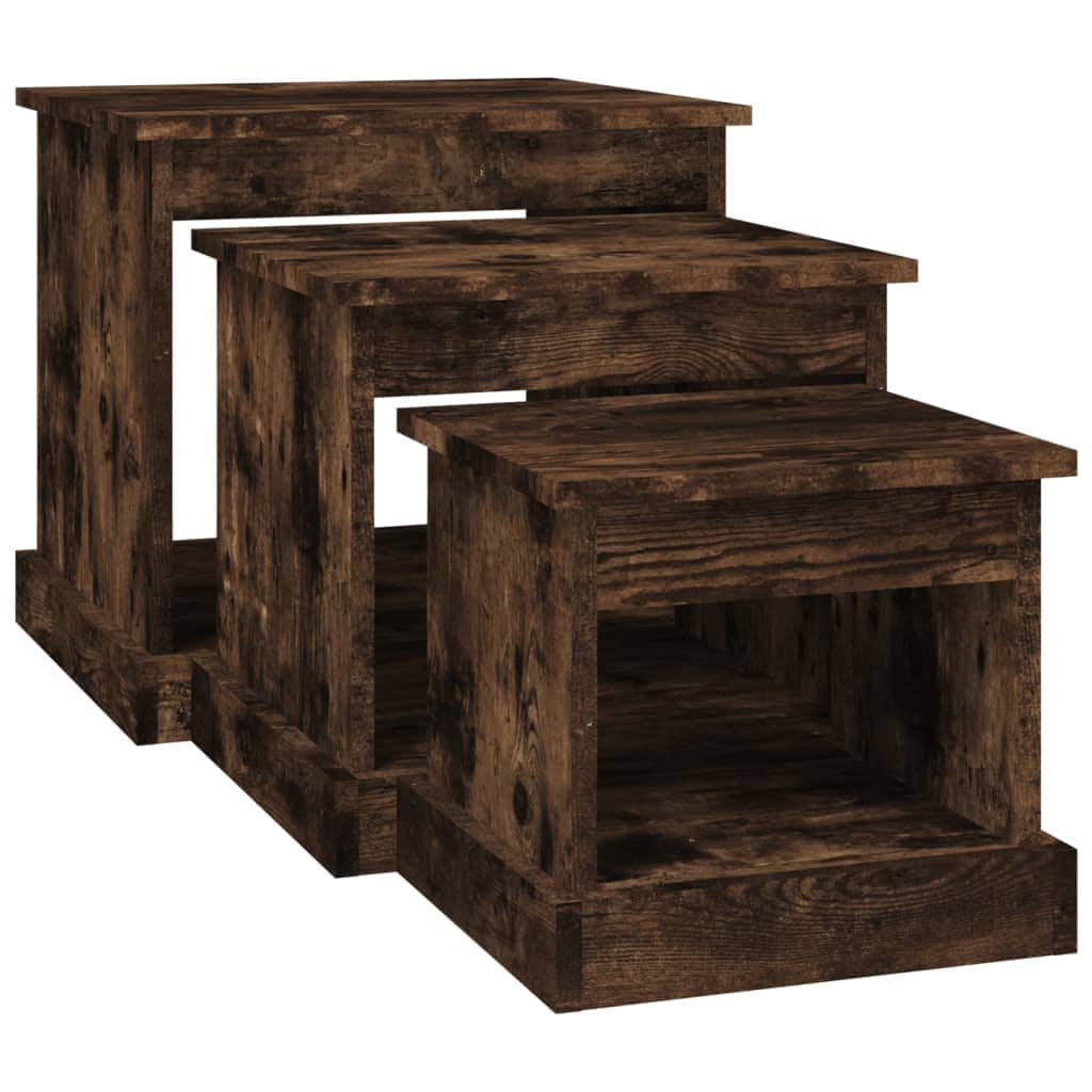 Harmonious Ascent: Set of 3 White Engineered Wood Nesting Tables