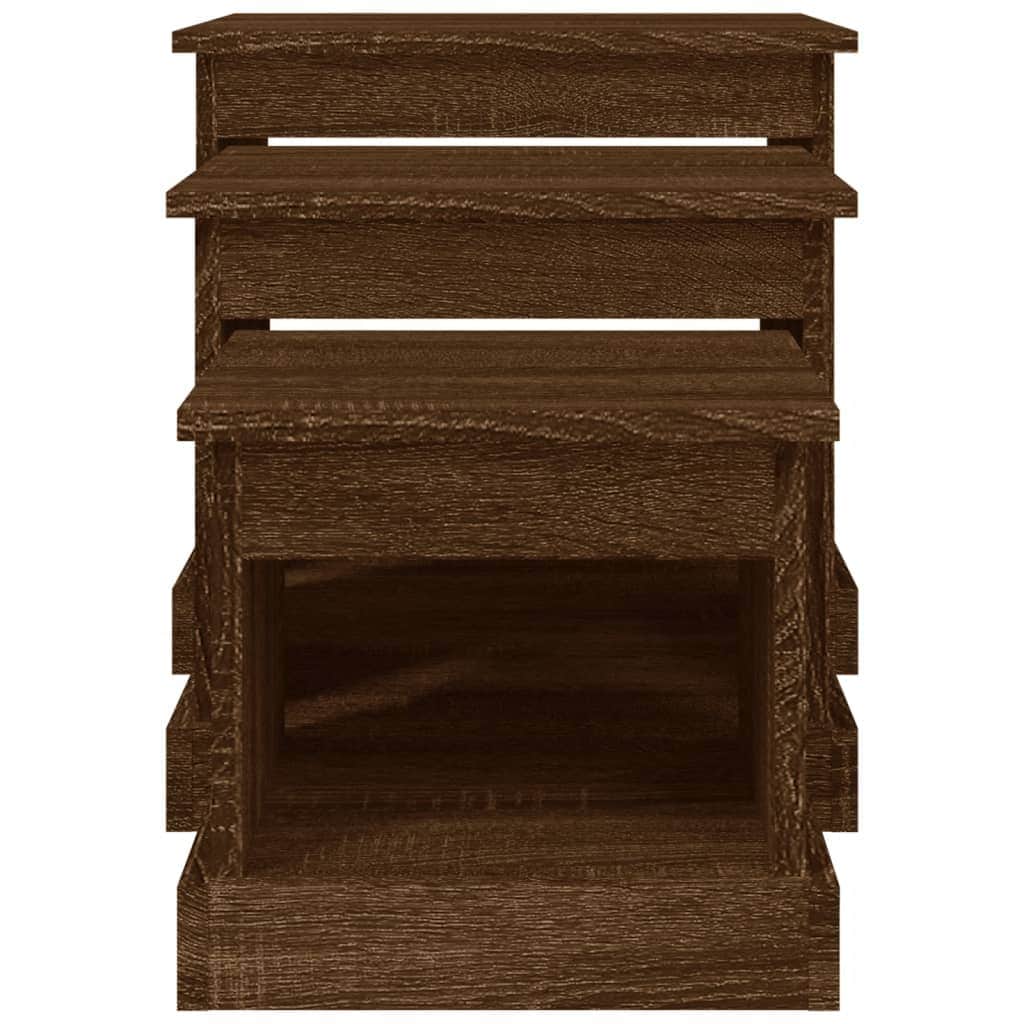Harmonious Ascent: Set of 3 White Engineered Wood Nesting Tables