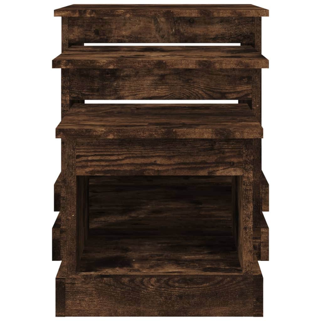 Harmonious Ascent: Set of 3 White Engineered Wood Nesting Tables