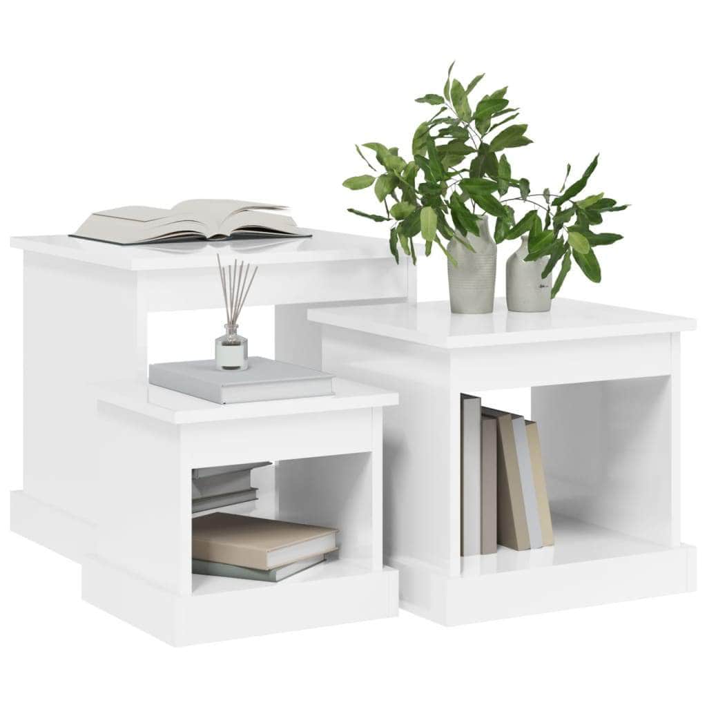 Harmonious Ascent: Set of 3 White Engineered Wood Nesting Tables