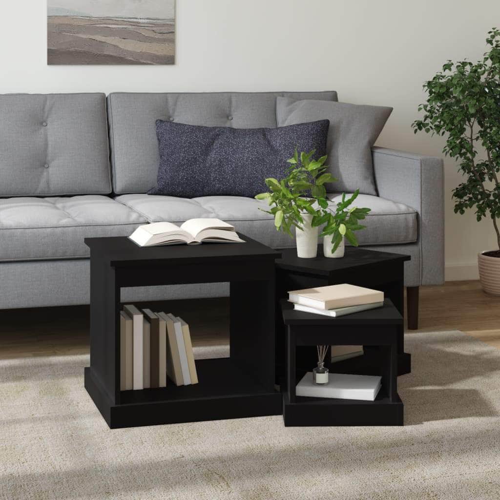 Harmonious Ascent: Set of 3 White Engineered Wood Nesting Tables