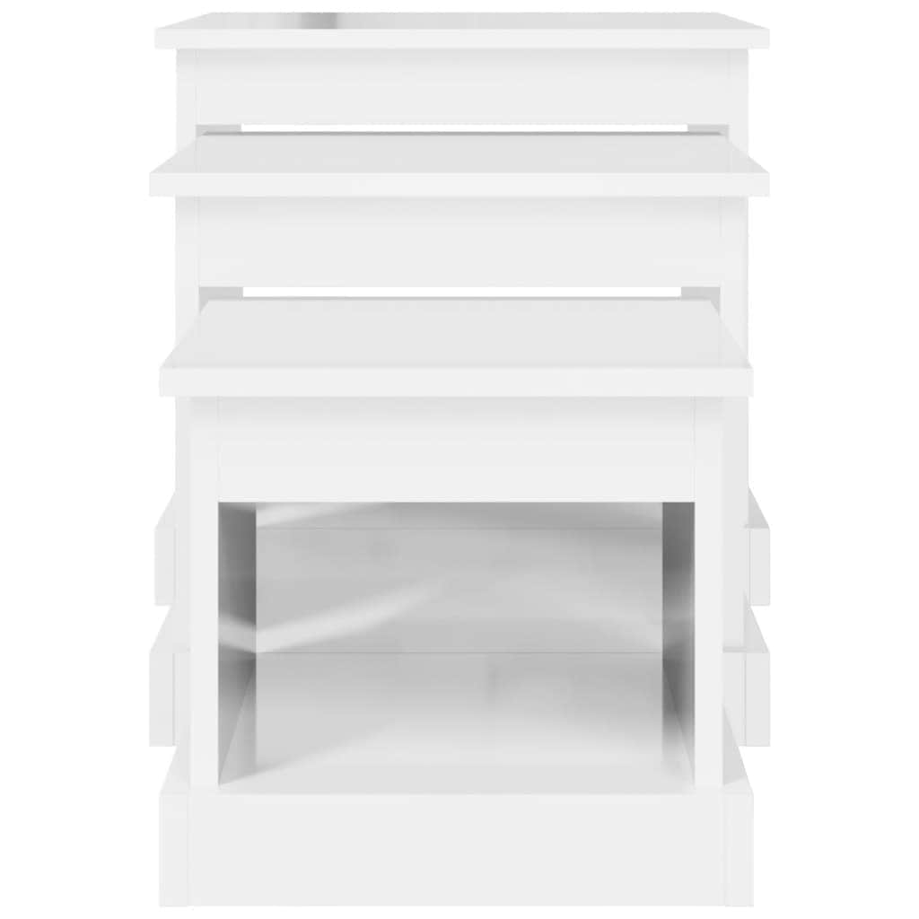 Harmonious Ascent: Set of 3 White Engineered Wood Nesting Tables