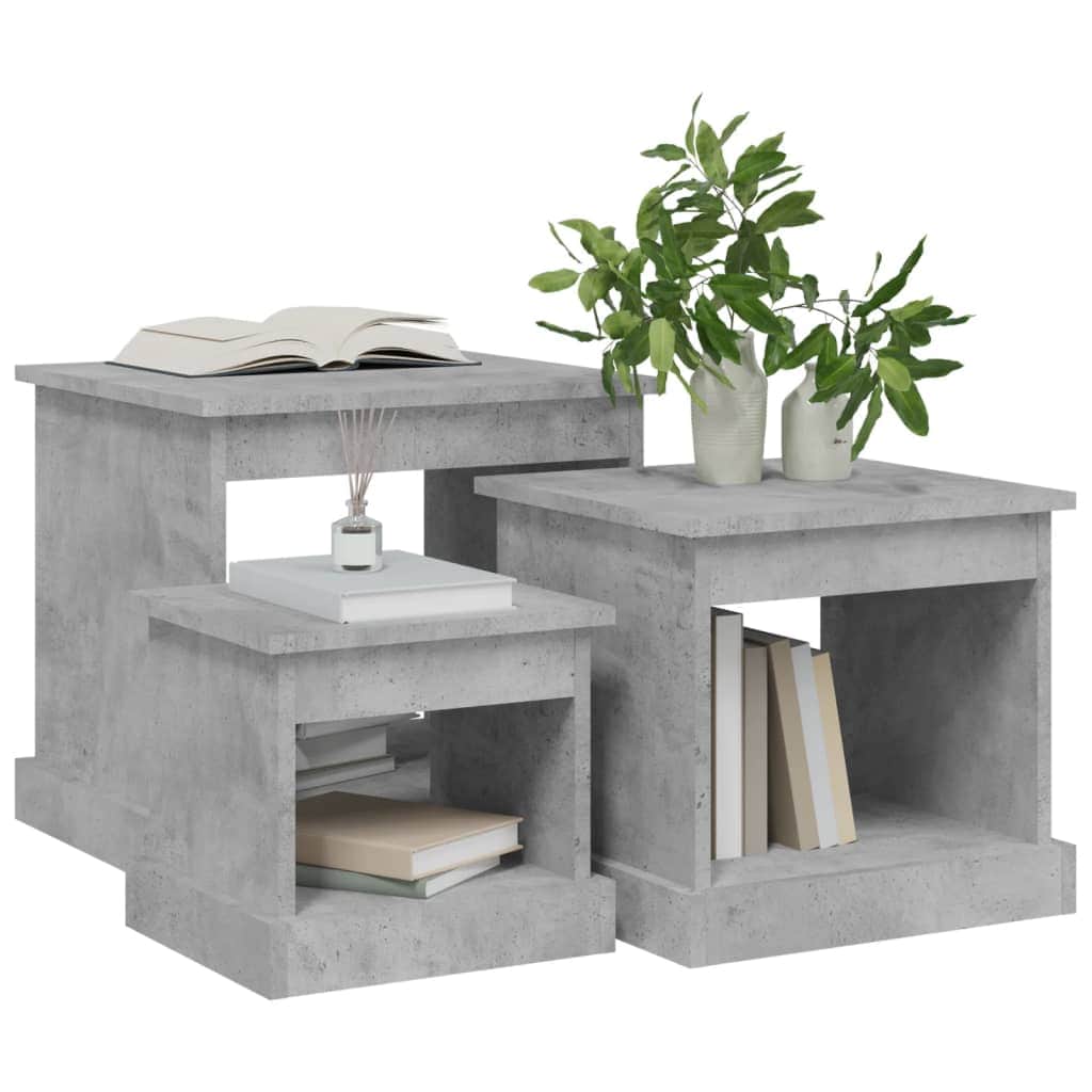 Harmonious Ascent: Set of 3 White Engineered Wood Nesting Tables