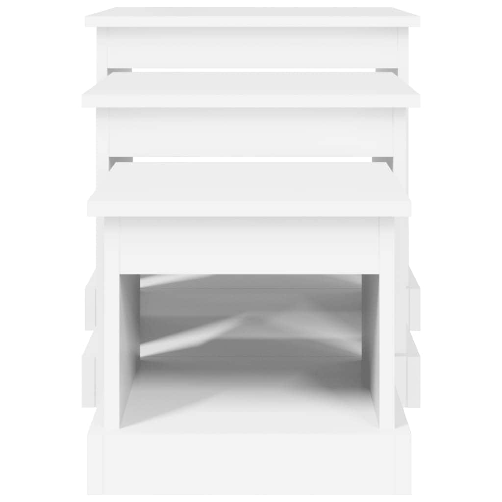 Harmonious Ascent: Set of 3 White Engineered Wood Nesting Tables