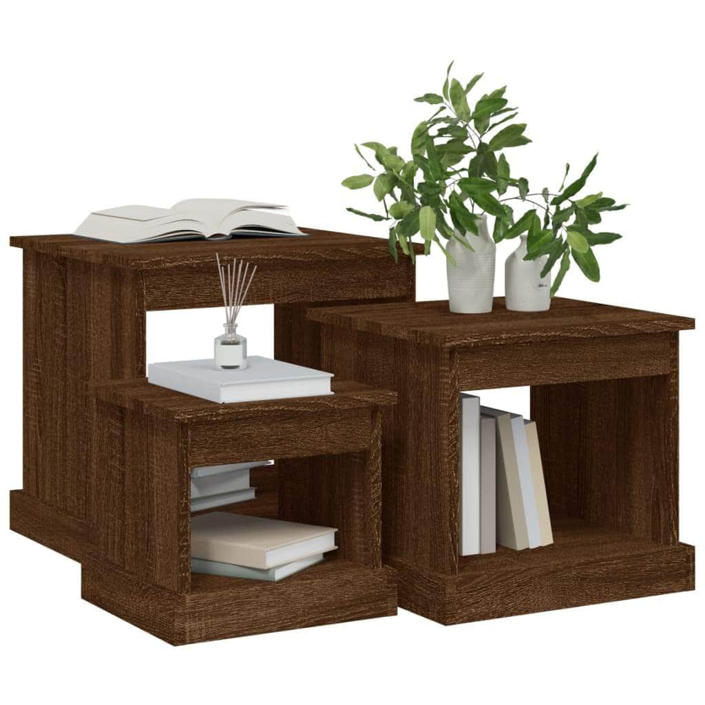 Harmonious Ascent: Set of 3 White Engineered Wood Nesting Tables