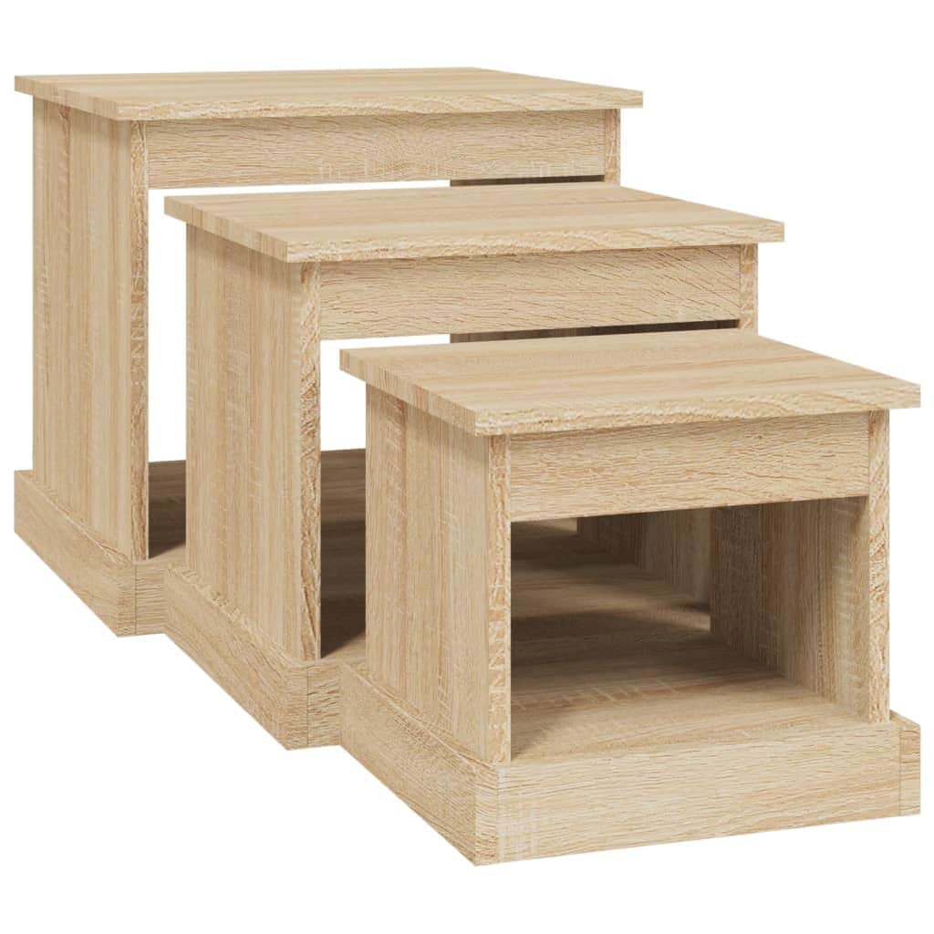 Harmonious Ascent: Set of 3 White Engineered Wood Nesting Tables