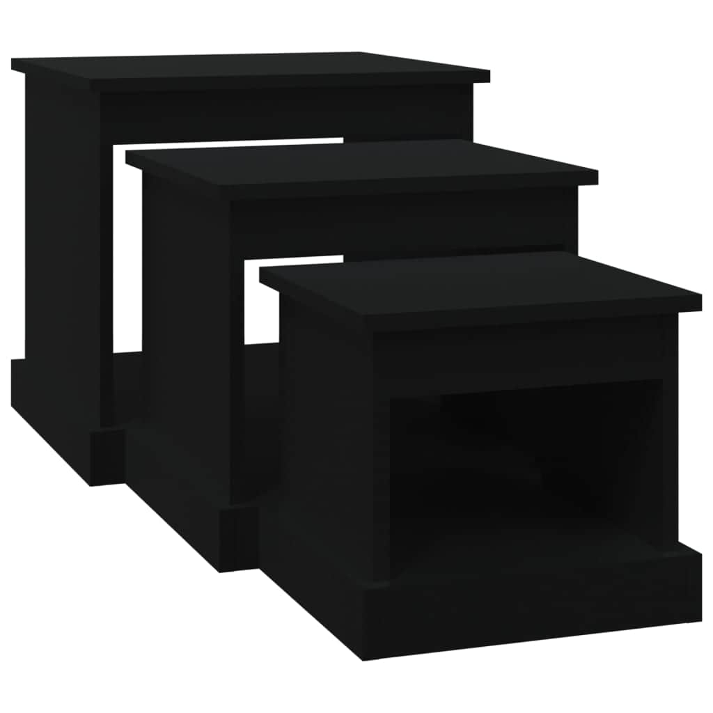Harmonious Ascent: Set of 3 White Engineered Wood Nesting Tables