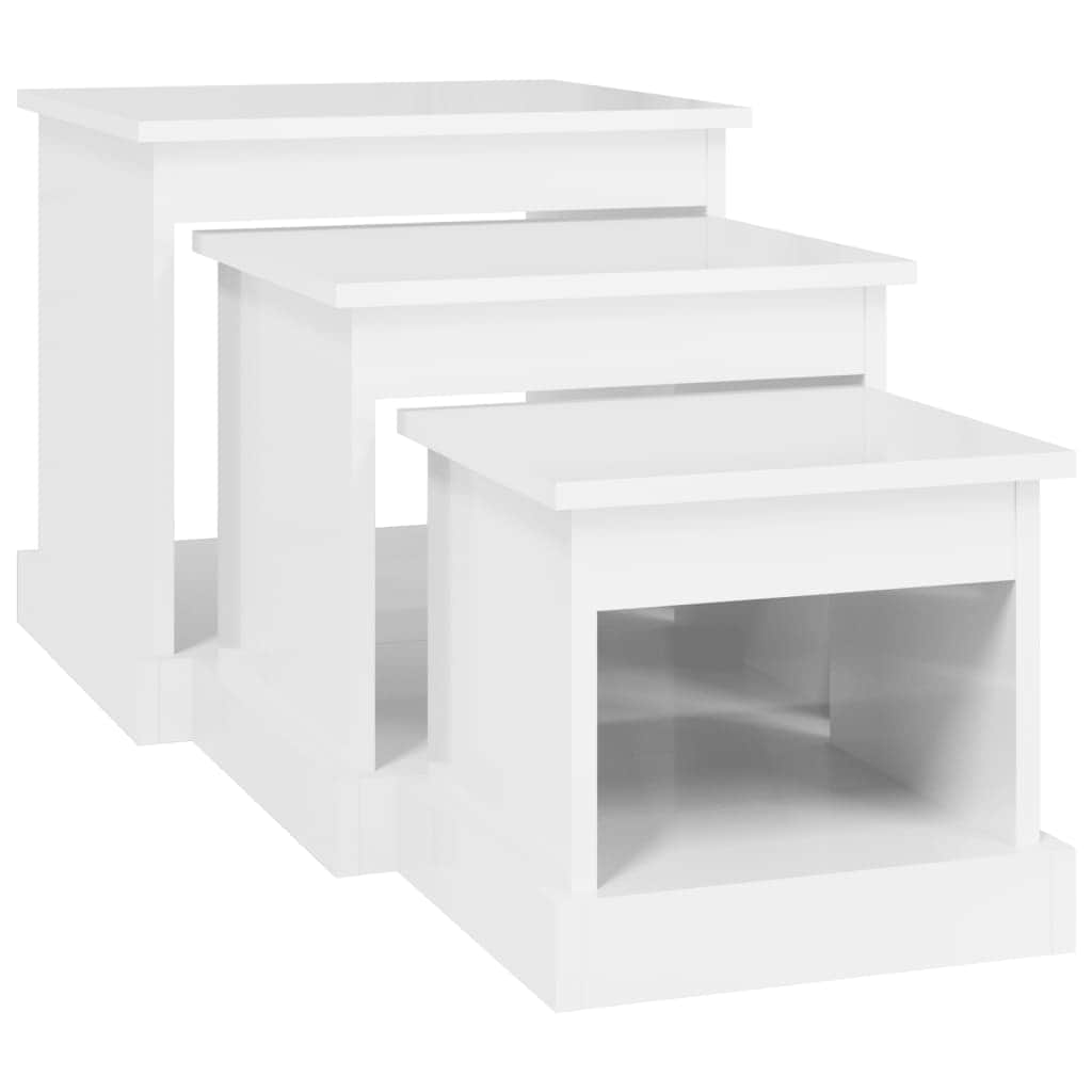 Harmonious Ascent: Set of 3 White Engineered Wood Nesting Tables
