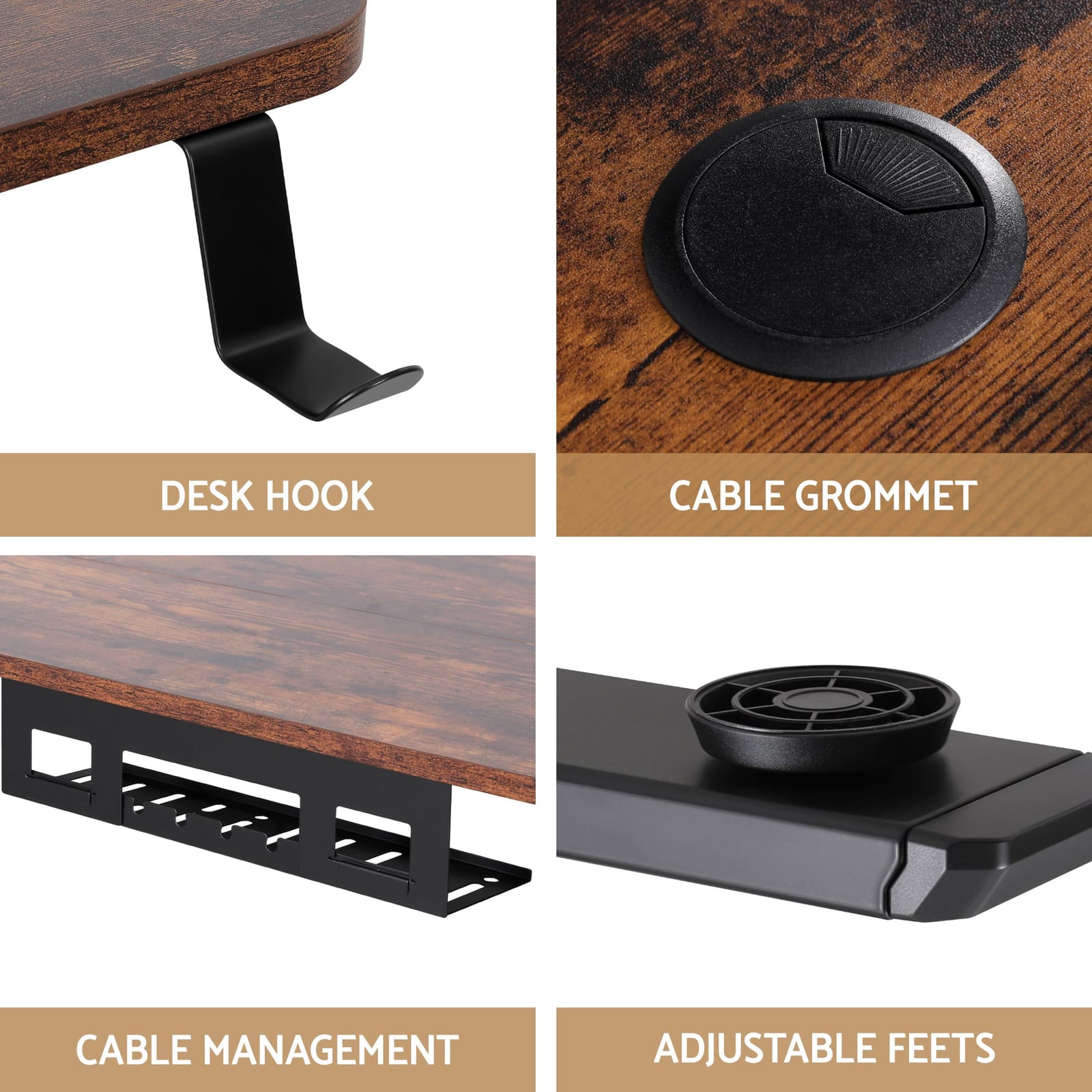 120Cm - Electric Standing Desk Adjustable Motorised 120Cm L Shaped Rustic