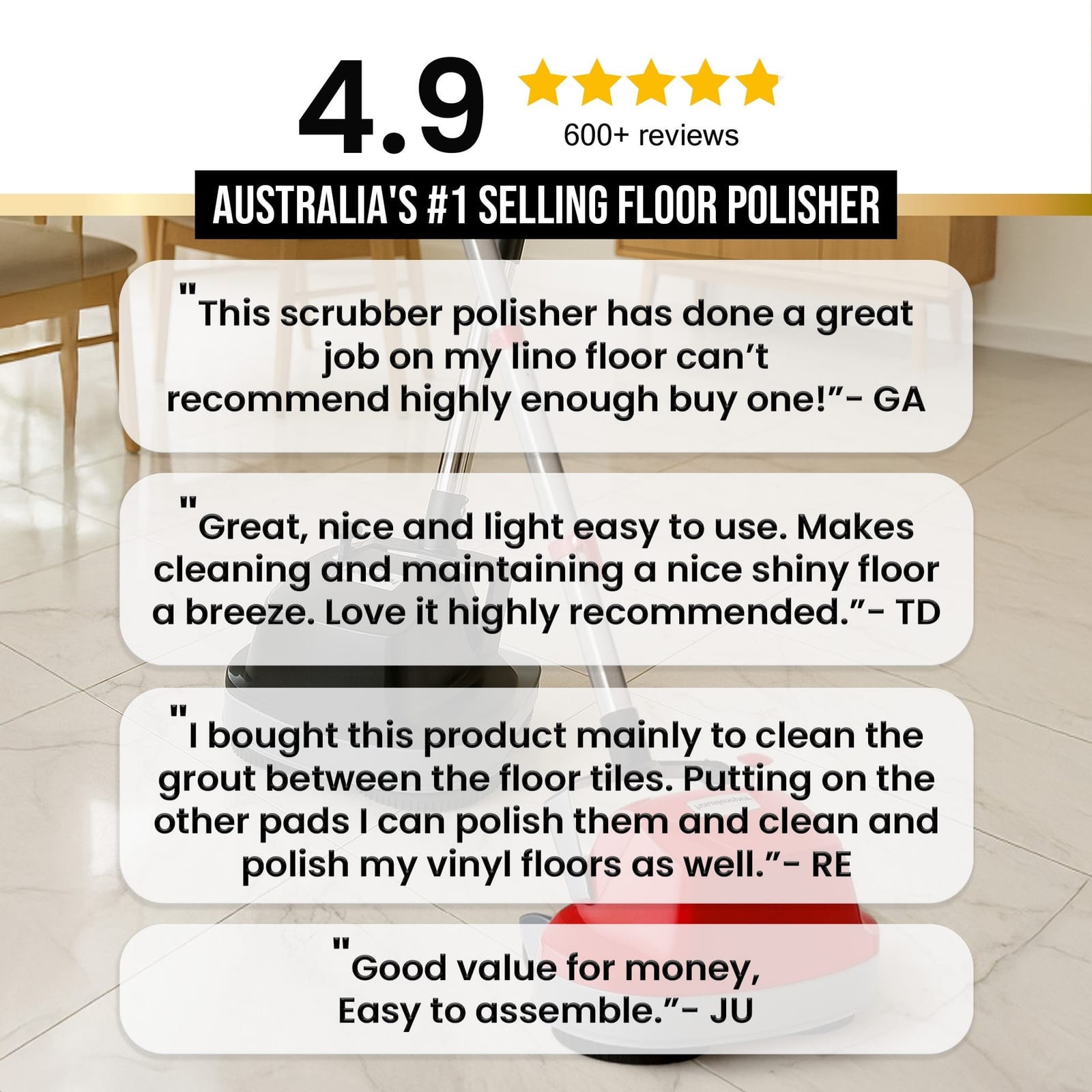 Hauskeeper Gen2 5-In-1 Black Electric Floor Polisher Hard Waxer | Vacuums - photo 13
