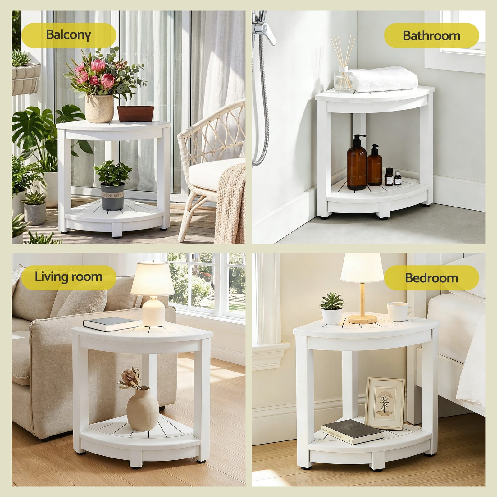 Shower Stool Corner Bench Outdoor Side Table, Furniture - photo 7