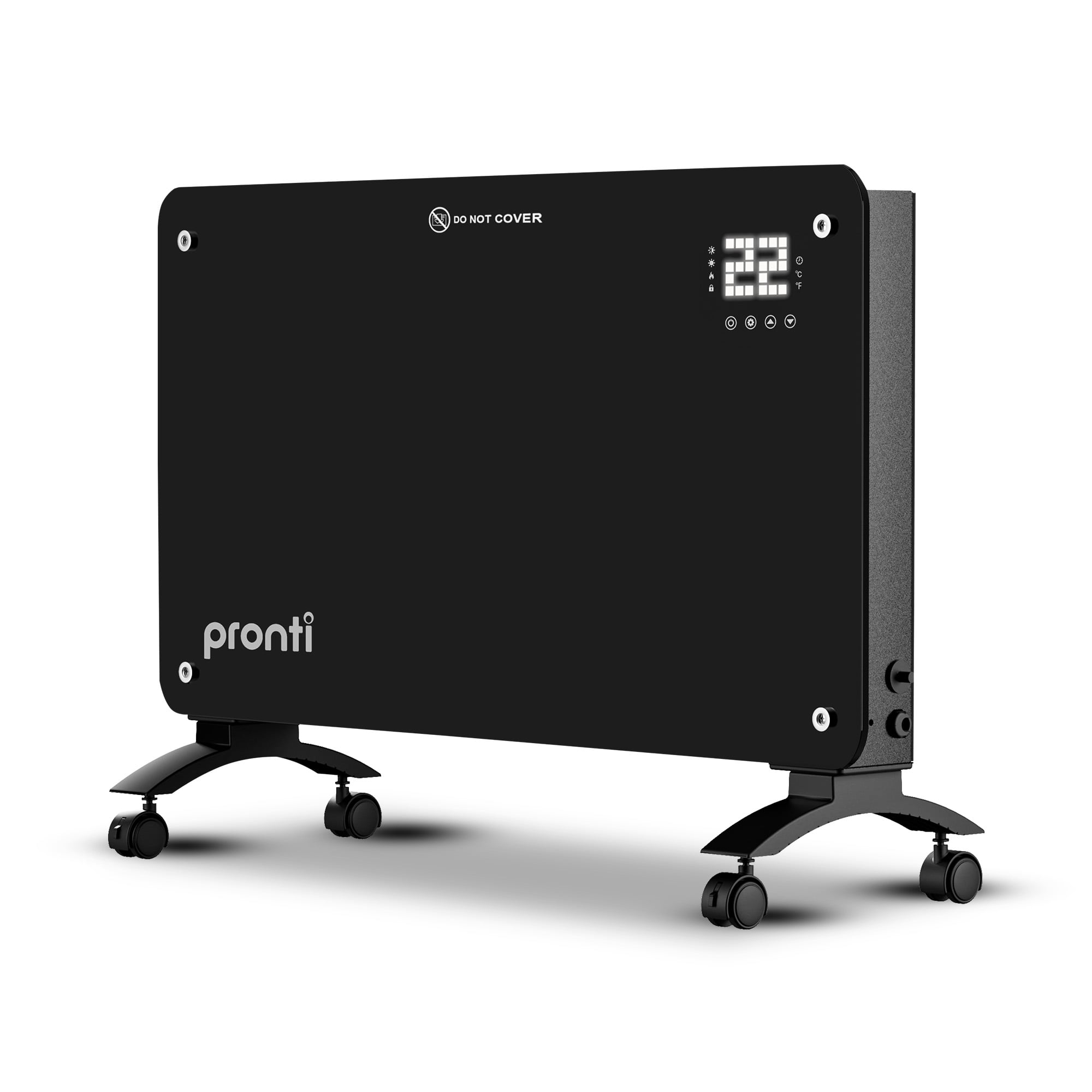 Glass Panel Convection Heater Remote LED Black | Simpledeals
