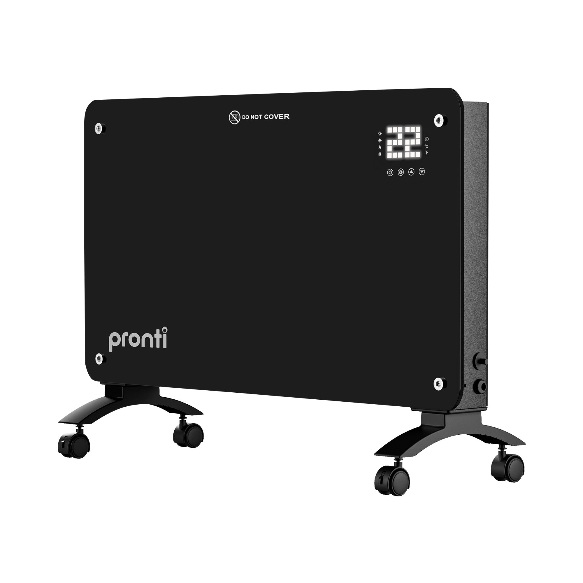 Glass Panel Convection Heater Remote LED Black | Simpledeals