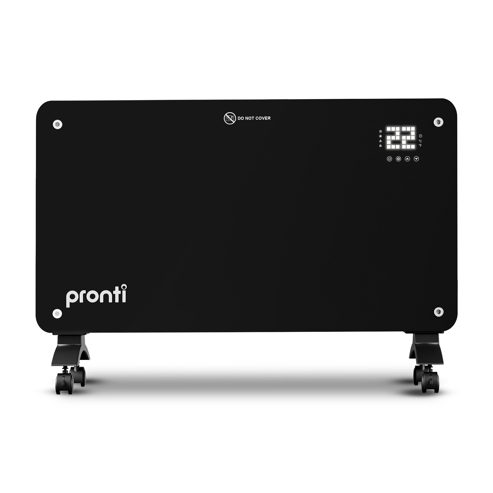 Glass Panel Convection Heater Remote LED Black | Simpledeals
