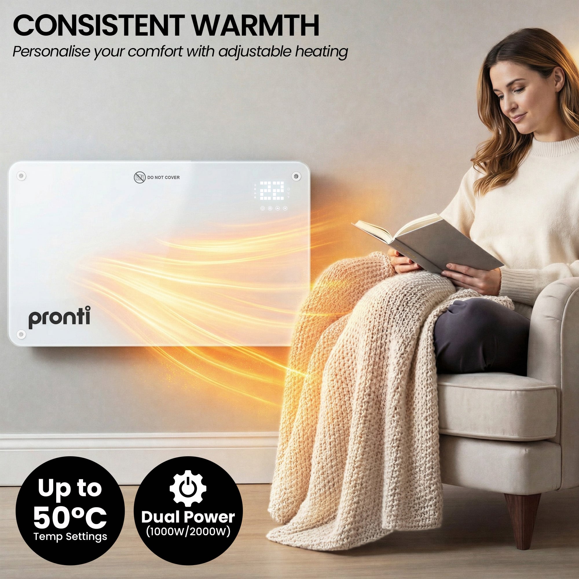 Glass Panel Convection Heater Remote 2000W | Simpledeals