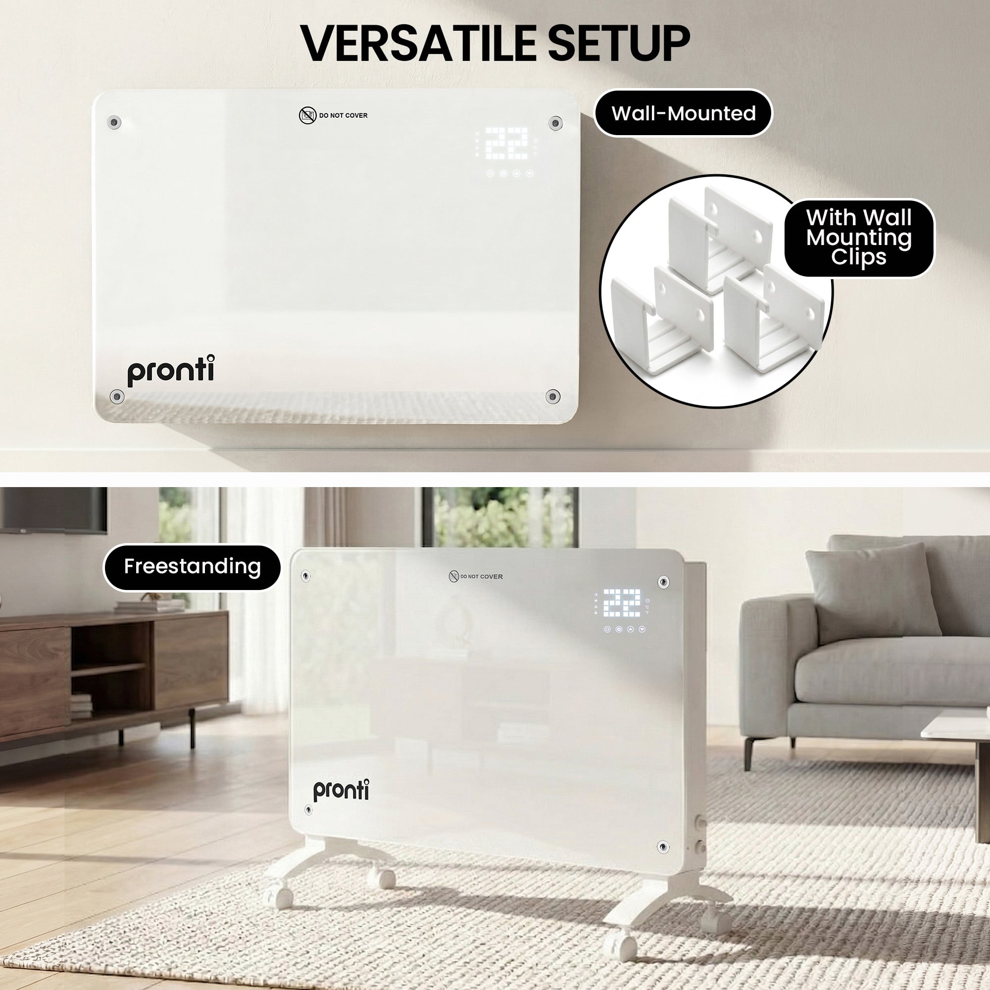 Glass Panel Convection Heater Remote 2000W | Simpledeals